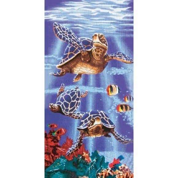 New Honu Hawaiian Underwater Sea Turtles Bath Beach Pool Cotton Gift Towel NIP - Picture 3 of 3